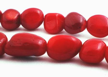 Sensuous Deep Red Coral Nugget Beads - Main Image