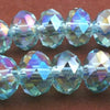 36 Aqua Green FAC Sparkling AB Crystal Rondelle Beads