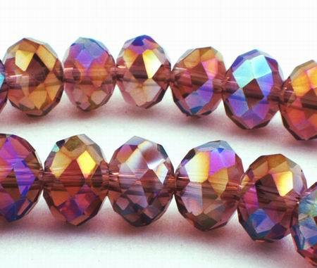 36 Golden Rose FAC Sparkling AB Crystal Rondelle Beads
