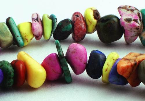 Small Rainbow Turquoise Nugget Beads - 15mm x 12mm