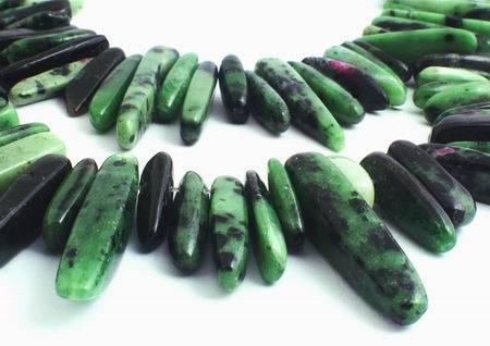 Enticing Ruby Zoisite Icicle Spike Beads - Unusual!