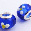 4 Ocean Blue Lampwork Charm Beads
