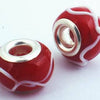 4 Carnival Red Lampwork Charm Beads
