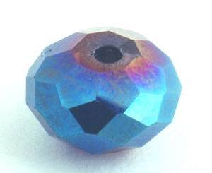 FAC Deep Neon Blue Rondelle AB Crystal Beads