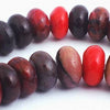 Large Exotic Fire-Red Rhodonite Rondelle Beads