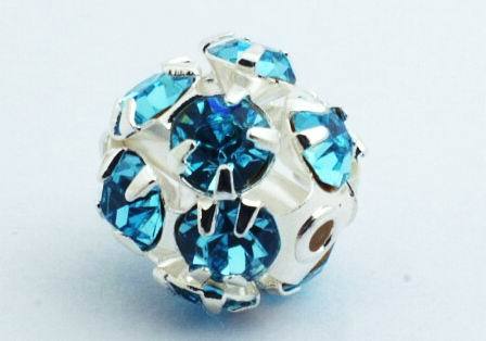 3 Aqua Blue Diamond Rhinestones - 10mm