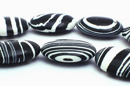 23 Vivid Zebra Calsilica Oval Beads