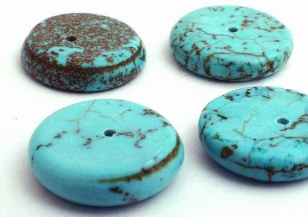 10 Blue Turquoise Disc  Beads - 14mm
