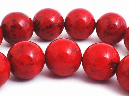 Large 12mm Rich Burnt Red Fossil Beads