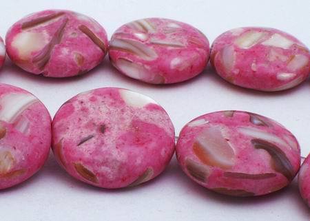 22 Large Mosaic Soft Pink Mother-of-Pearl Shell Button Beads - 18mm x 6mm