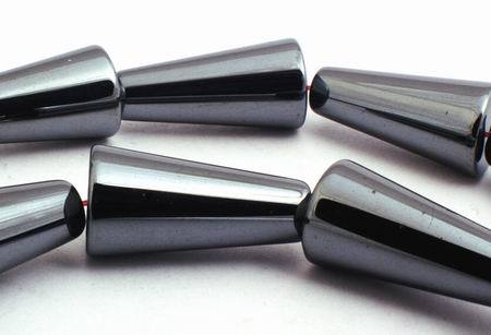 25 Shiny Black Cone Hematite Beads - 16mm x 8mm