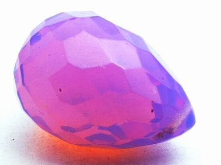 2 Light Faceted Purple Opalite Moonstone Teardrop Beads