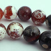 Large Earthy Red & White Crab Fire Agate Beads - 10mm