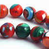 67 Colourful Fire Red & Blue Caslilica Beads