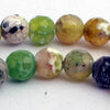 Sparking Faceted Olive Green Crab Fire Agate Beads - 6mm