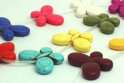 11 Large Rainbow Turquoise Summer Butterfly Beads - Unusual!
