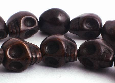 29 Unusual Voodoo Black Carved Skull Turquoise Beads