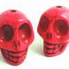 2 Large Carved Turquoise Haunting Pink Skull Beads