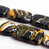 Yellow & Black Tiger-Striped Calsilica Pillow Beads