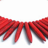 66 Unusual Heavy Red Turquoise Spike  Icicle Beads - each 45mm Long!