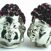 Heavy Buddha Head Charm Bead - Amethyst or Black Hair