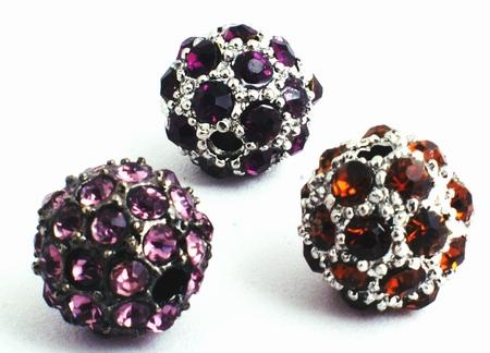 Purple or Amber Rhinestone  Bling Bling Charm Beads