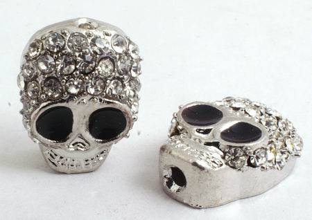 Crystal Blinged Metal Skull Charm Bead