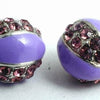 Purple with Red Crystal Bling Charm Bead