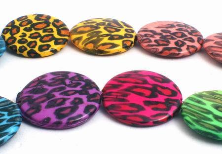 20 Large 20mm Rainbow Tiger Shell Button Beads