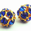 Royal Sapphire Blue & Gold Rhinestone Charm Bead