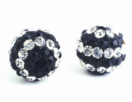 2 Striking Black & White Glass Charm Beads