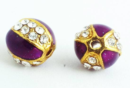 Royal Purple, Gold & Crystal Bling Charm Bead