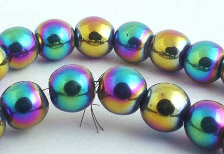 Colourful Aurora Borealis  Non Magnetic Hematite Beads - 4mm or 6mm
