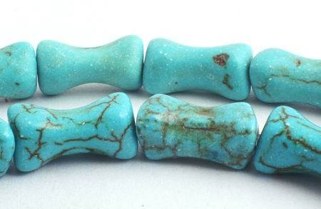 32 Bone-Shaped Hourglass Blue Turquoise Beads