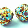 Gold & Rainbow Rhinestone Charm Bead