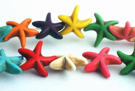 Vibrant Rainbow Turquoise Starfish Beads - Unusual!