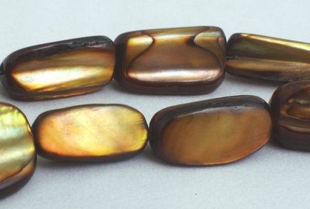Amazing Shimmering Large Burnt Gold Mother-Of-Pearl Beads