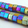 Unusual Aurora Borealis Magnetic Hematite Hexagonal Beads - Heavy!