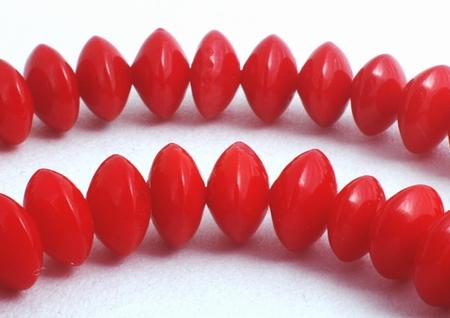 130 Sleek Ice Red Sea Bamboo  Coral Rondelle Beads