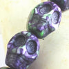 34 Purple & Green Rain Flower Stone Skull Beads
