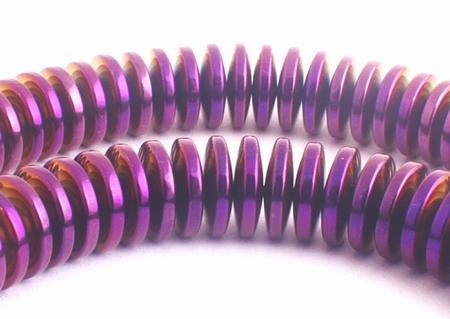 156 Heavy High-Tech Metallic Purple Hematite Heishi Rondelle Beads