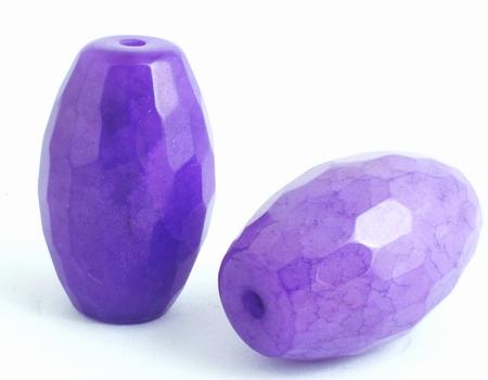 2 Large Deep Purple Faceted Agate Barrel Beads
