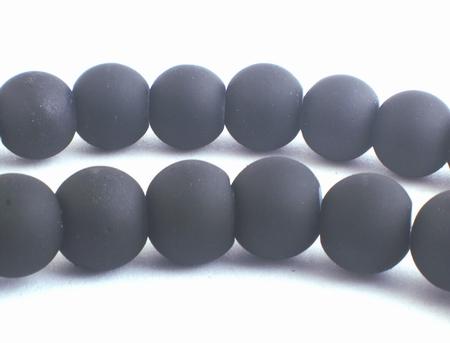 Devil Black Soft Frosted 8mm Glass Beads