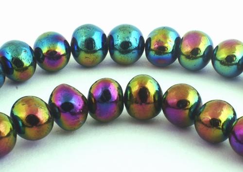Gleaming Aurora Borealis Black Pearl Beads - unusual!