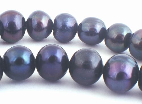 Large Silky Black Chinese Pearl Beads - 8mm or 10mm