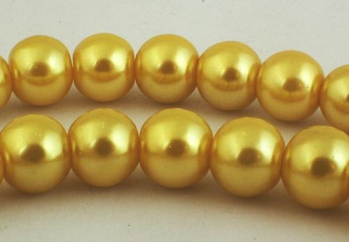 Daffodil Yellow Glass Pearl Beads - 8mm