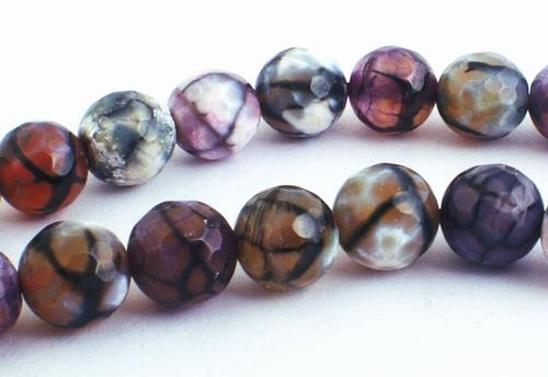 Enchanting 8mm Faceted Dragon's Vein Agate Beads