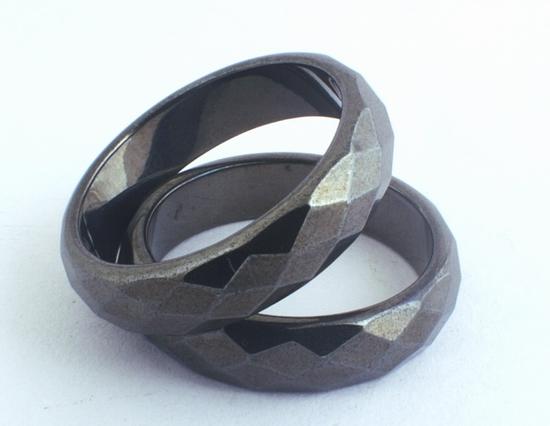 Large Sleek Faceted Magnetic Hematite Ring