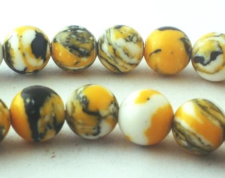 Distinctive Summer Yellow & Black Calsilica Beads - 6mm or 10mm