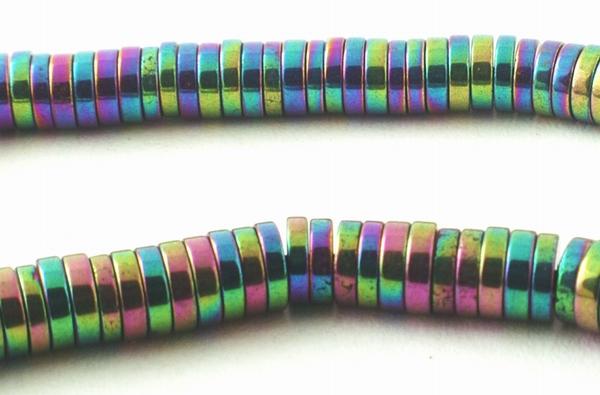 282 Small Aurora Borealis Hematie Heishi Disc Beads